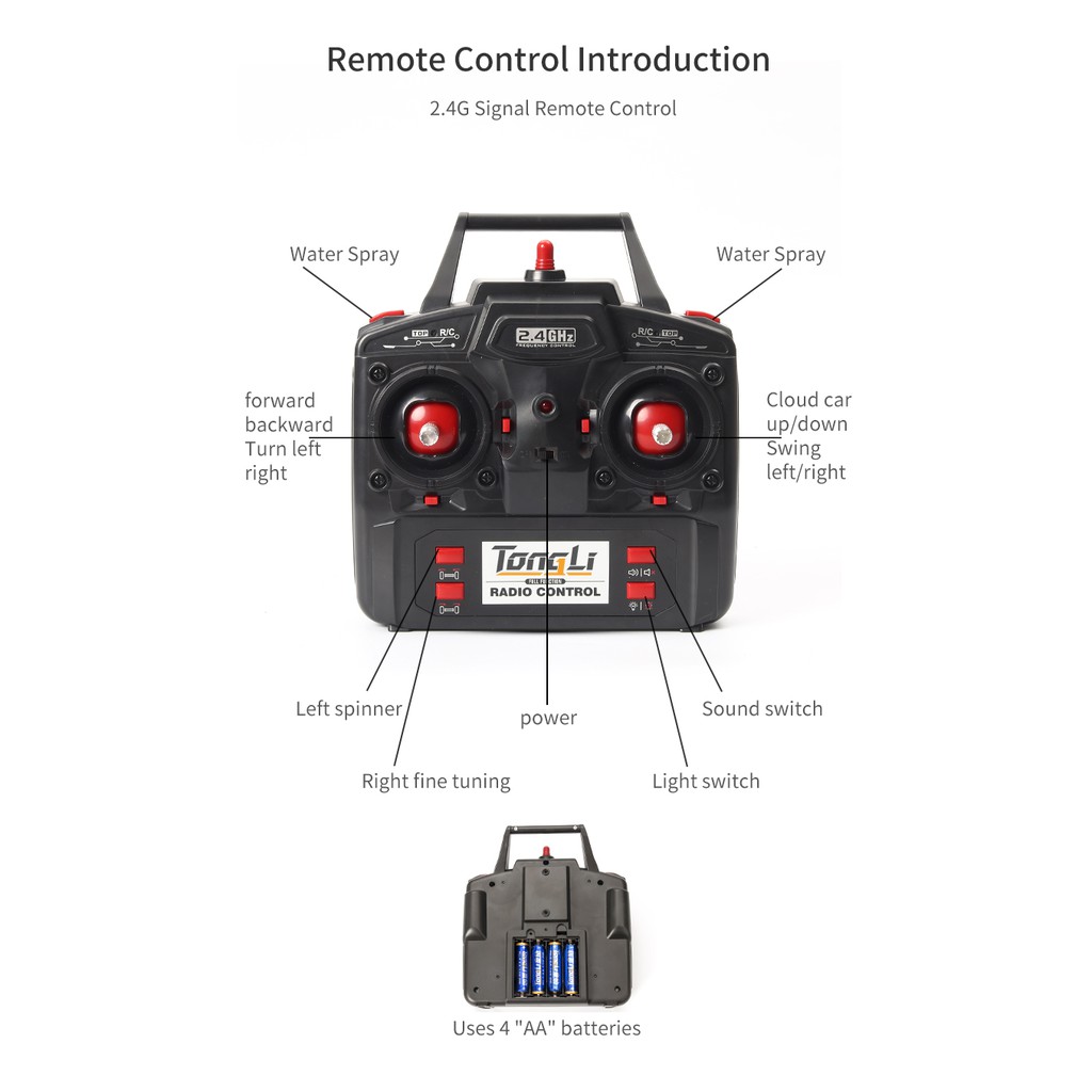 HUINA 1561 SCALE 1:14 FIRE FIGHTER TRUCK 22 CHANNEL 2.4GHZ ENGINEERING TRUCK VEHICLE - Image 4