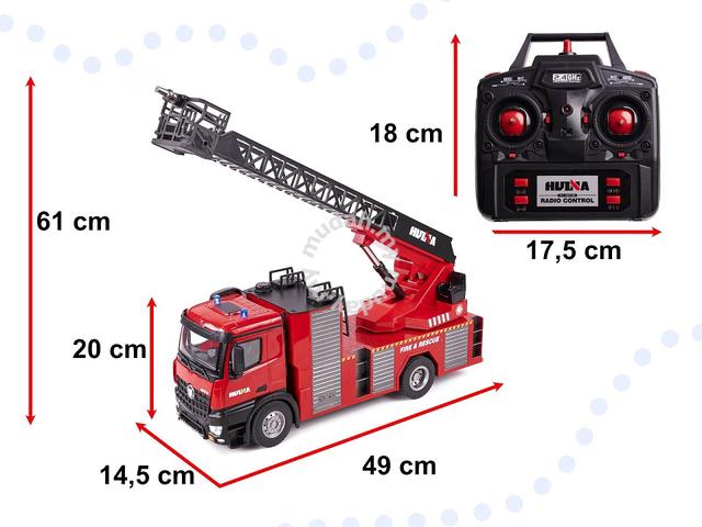 HUINA 1561 SCALE 1:14 FIRE FIGHTER TRUCK 22 CHANNEL 2.4GHZ ENGINEERING TRUCK VEHICLE - Image 7