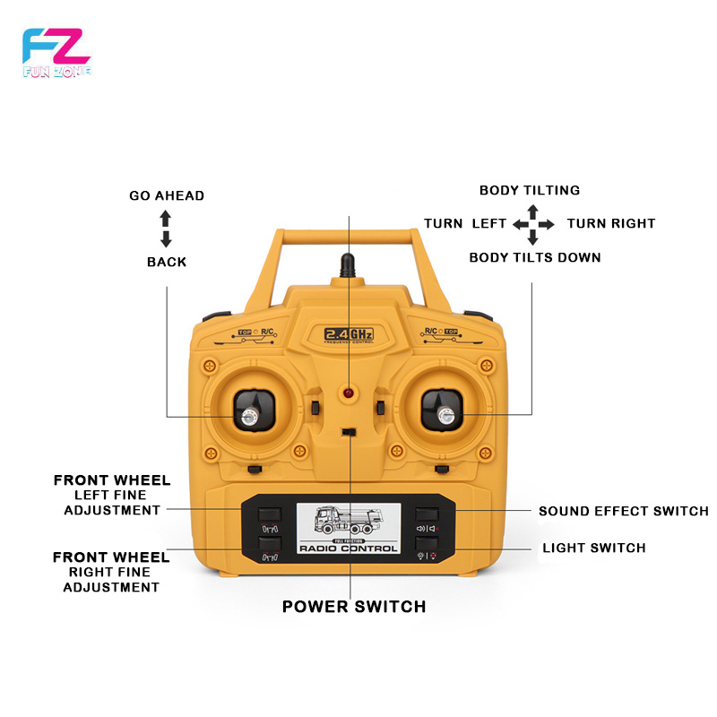 HUINA 1582 PREMIUM BLACK BOX 1:14 DUMP TRUCK 10 CHANNEL 2.4GHZ ENGINEERING TRUCK VEHICLE FULL METAL - Image 3