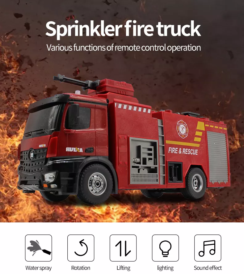 HUINA 1561 SCALE 1:14 FIRE FIGHTER TRUCK 22 CHANNEL 2.4GHZ ENGINEERING TRUCK VEHICLE - Image 11