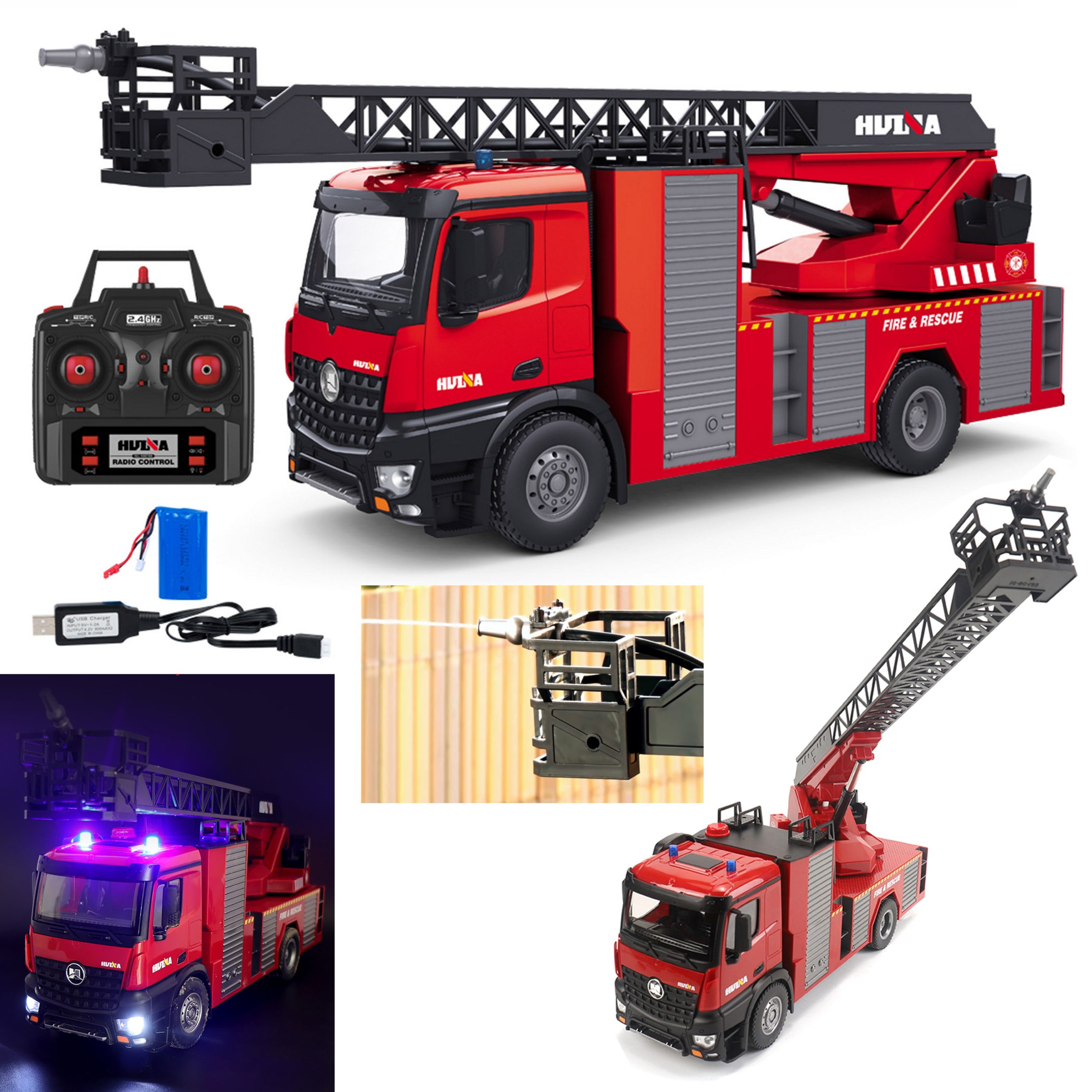 HUINA 1561 SCALE 1:14 FIRE FIGHTER TRUCK 22 CHANNEL 2.4GHZ ENGINEERING TRUCK VEHICLE - Image 8