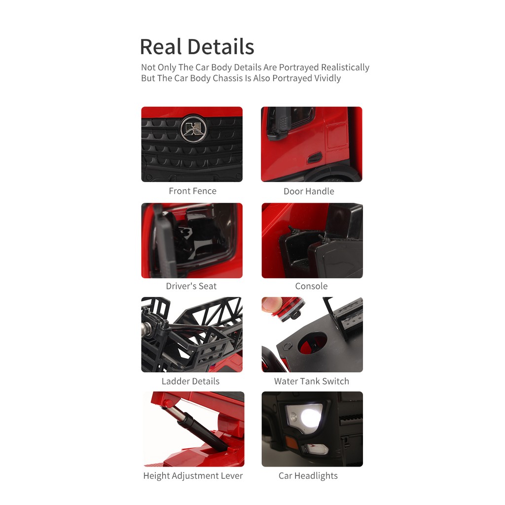 HUINA 1561 SCALE 1:14 FIRE FIGHTER TRUCK 22 CHANNEL 2.4GHZ ENGINEERING TRUCK VEHICLE - Image 10